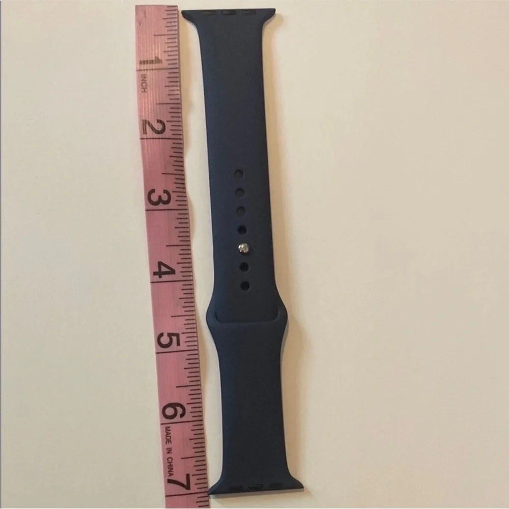 Apple Watch Navy Blue Silicone Band 42mm Silver Buckle NWOT